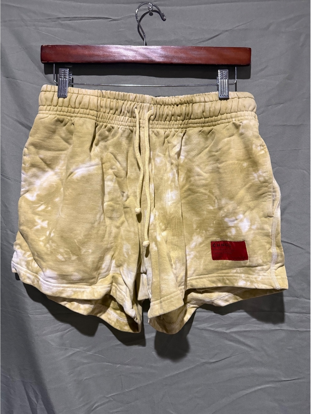 CHNGE yellow tie dye shorts
